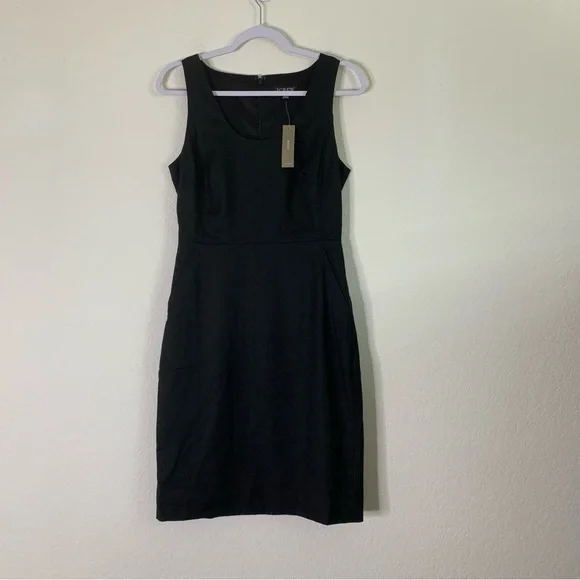 J.Crew Black Scoopneck resume dress in stretch linen blend 4 NWT - Picture 1 of 10
